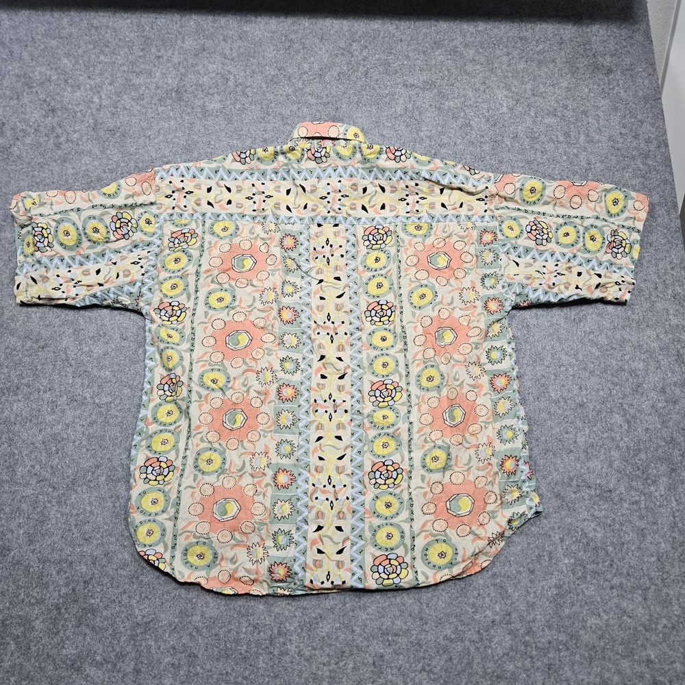 Unisex Vintage 90s Protest Shirt Bright Multicolored Abstract Art Short Sleeve M - Picture 3 of 11
